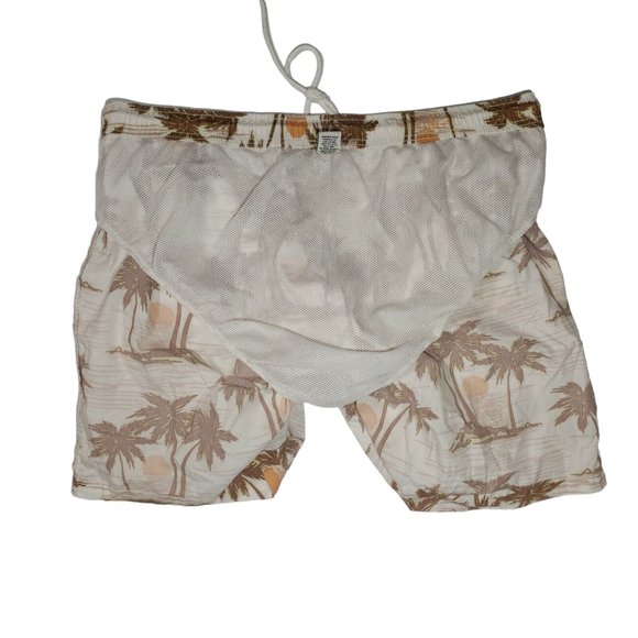 Palm Tree Swim Trunks Board Shorts Brief-Lined Pull-On Sunset Tropical Island - Picture 3 of 4